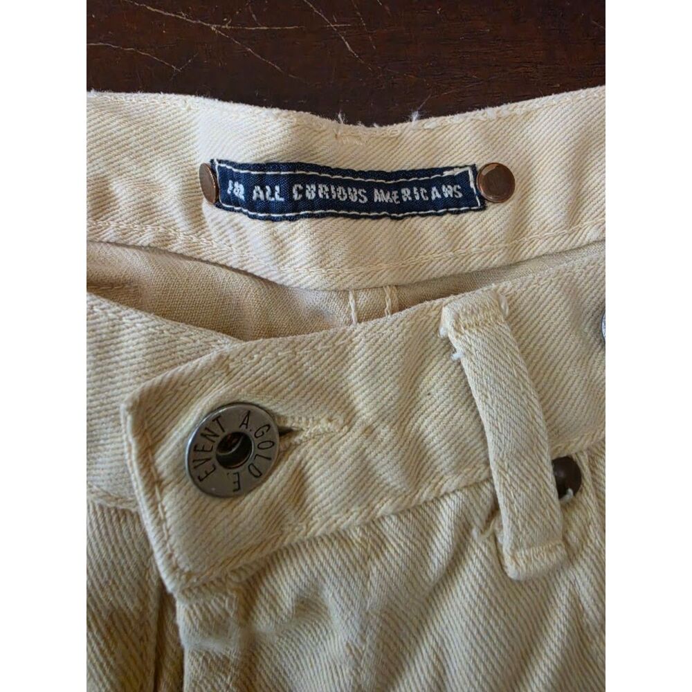 Vintage 90s A.Gold.E. cream jeans wideleg relaxed with buckle in back size 30